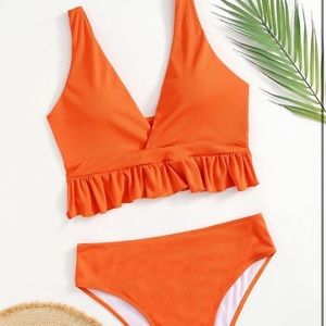 NWOT Ruffle Orange Bikini